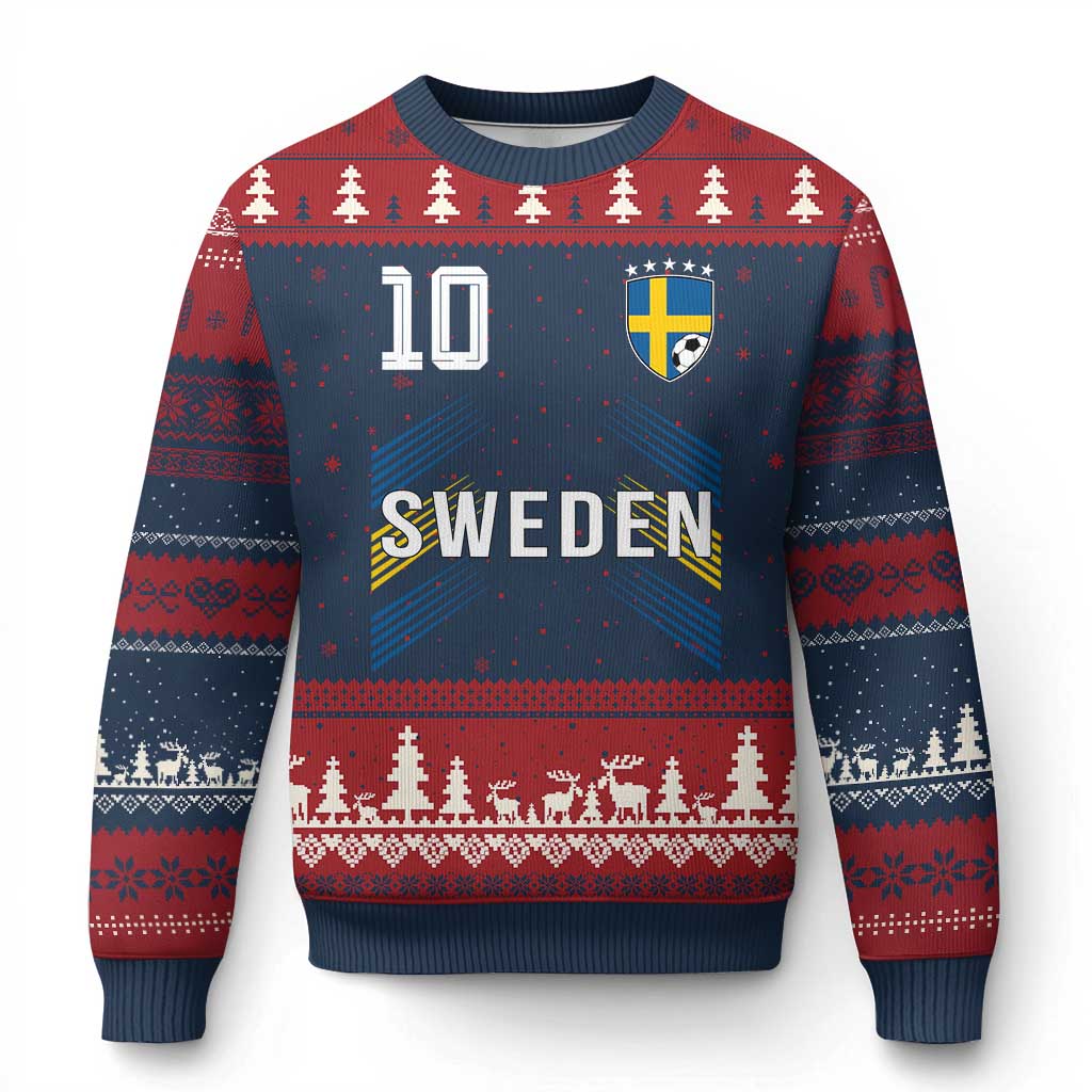 Sweden Soccer Sports Graphic Number 10 Jersey Style Ugly Christmas Sweater Proud Swedish Football Fans Game Day Pride