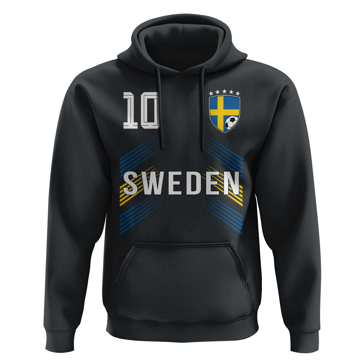 Sweden Soccer Sports Graphic Number 10 Jersey Style Hoodie Proud Swedish Football Fans Game Day Pride