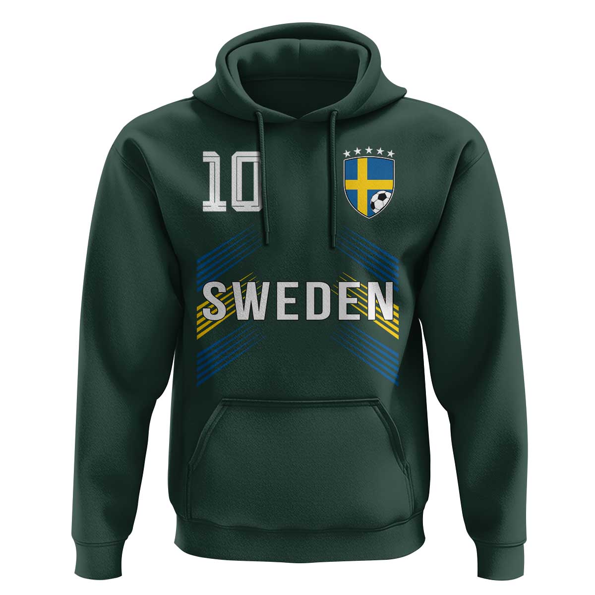 Sweden Soccer Sports Graphic Number 10 Jersey Style Hoodie Proud Swedish Football Fans Game Day Pride