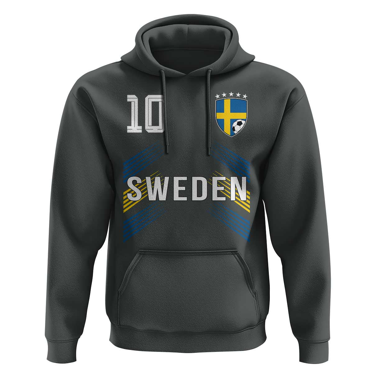 Sweden Soccer Sports Graphic Number 10 Jersey Style Hoodie Proud Swedish Football Fans Game Day Pride