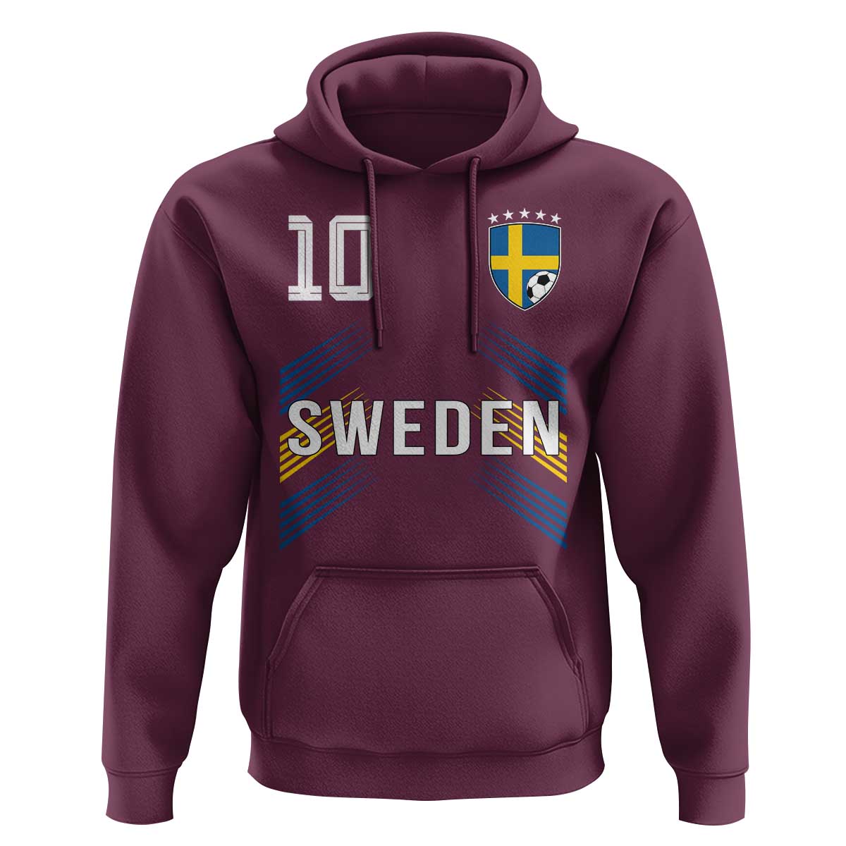 Sweden Soccer Sports Graphic Number 10 Jersey Style Hoodie Proud Swedish Football Fans Game Day Pride