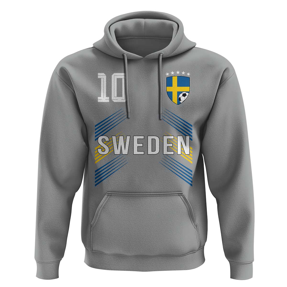 Sweden Soccer Sports Graphic Number 10 Jersey Style Hoodie Proud Swedish Football Fans Game Day Pride