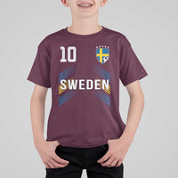 Sweden Soccer Sports Graphic Number 10 Jersey Style T Shirt For Kid Proud Swedish Football Fans Game Day Pride