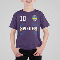 Sweden Soccer Sports Graphic Number 10 Jersey Style T Shirt For Kid Proud Swedish Football Fans Game Day Pride