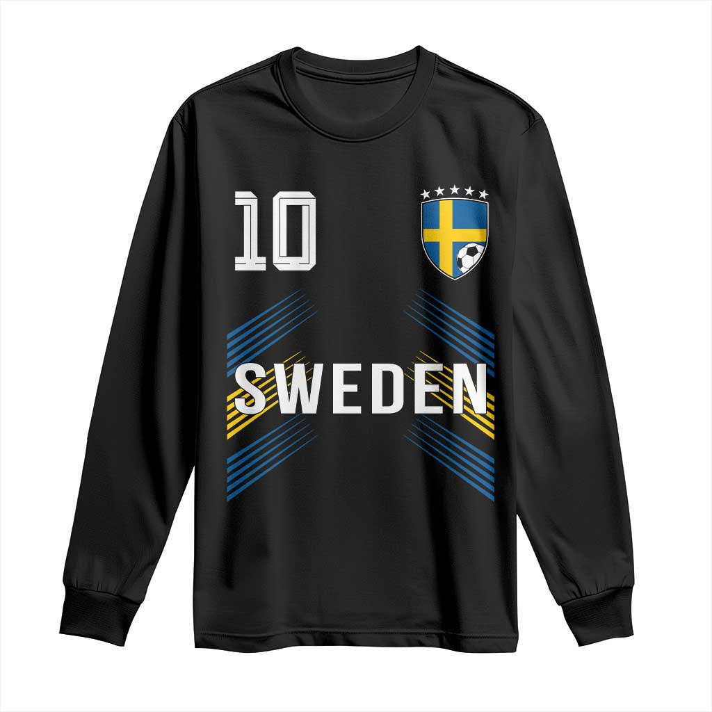 Sweden Soccer Sports Graphic Number 10 Jersey Style Long Sleeve Shirt Proud Swedish Football Fans Game Day Pride