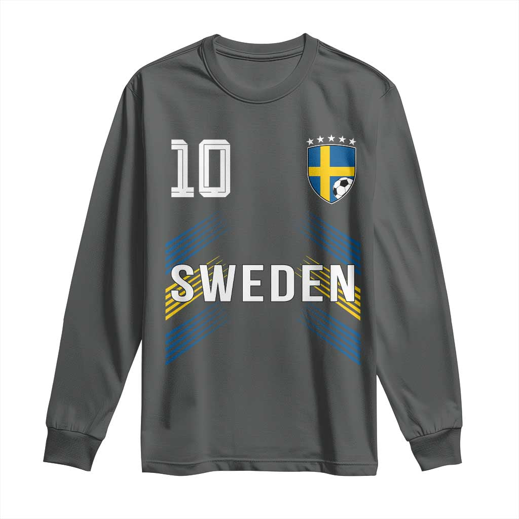 Sweden Soccer Sports Graphic Number 10 Jersey Style Long Sleeve Shirt Proud Swedish Football Fans Game Day Pride