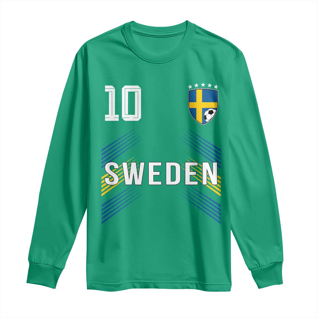 Sweden Soccer Sports Graphic Number 10 Jersey Style Long Sleeve Shirt Proud Swedish Football Fans Game Day Pride