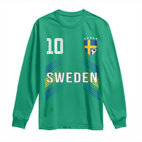 Sweden Soccer Sports Graphic Number 10 Jersey Style Long Sleeve Shirt Proud Swedish Football Fans Game Day Pride