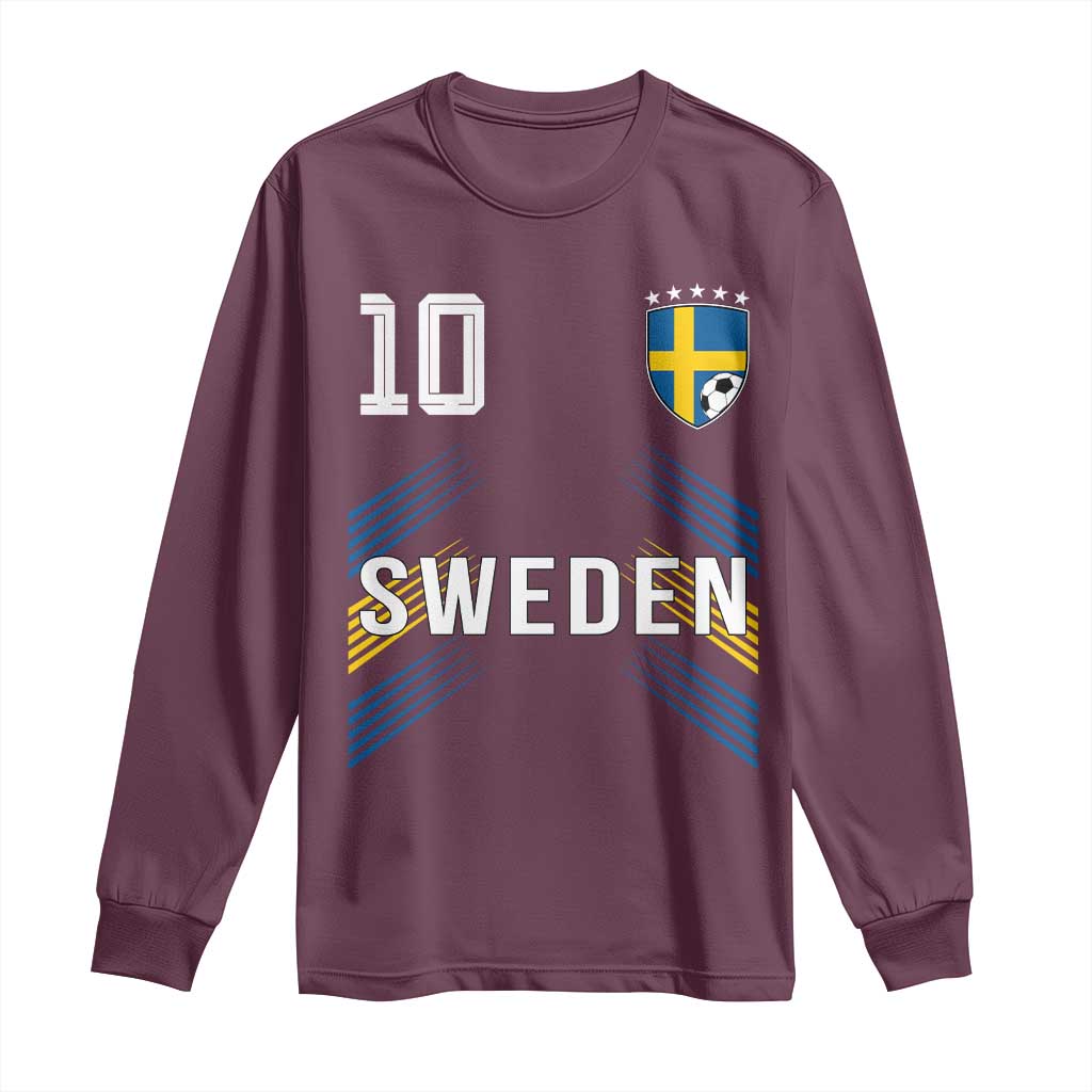 Sweden Soccer Sports Graphic Number 10 Jersey Style Long Sleeve Shirt Proud Swedish Football Fans Game Day Pride