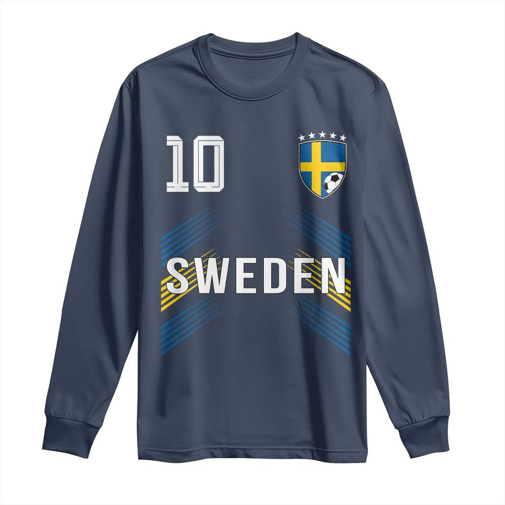 Sweden Soccer Sports Graphic Number 10 Jersey Style Long Sleeve Shirt Proud Swedish Football Fans Game Day Pride