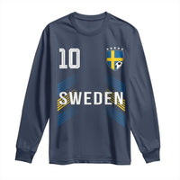 Sweden Soccer Sports Graphic Number 10 Jersey Style Long Sleeve Shirt Proud Swedish Football Fans Game Day Pride