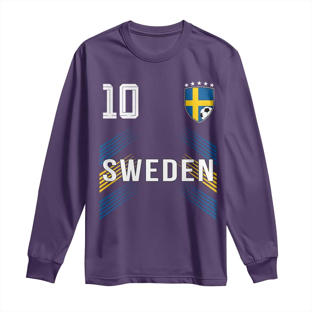 Sweden Soccer Sports Graphic Number 10 Jersey Style Long Sleeve Shirt Proud Swedish Football Fans Game Day Pride