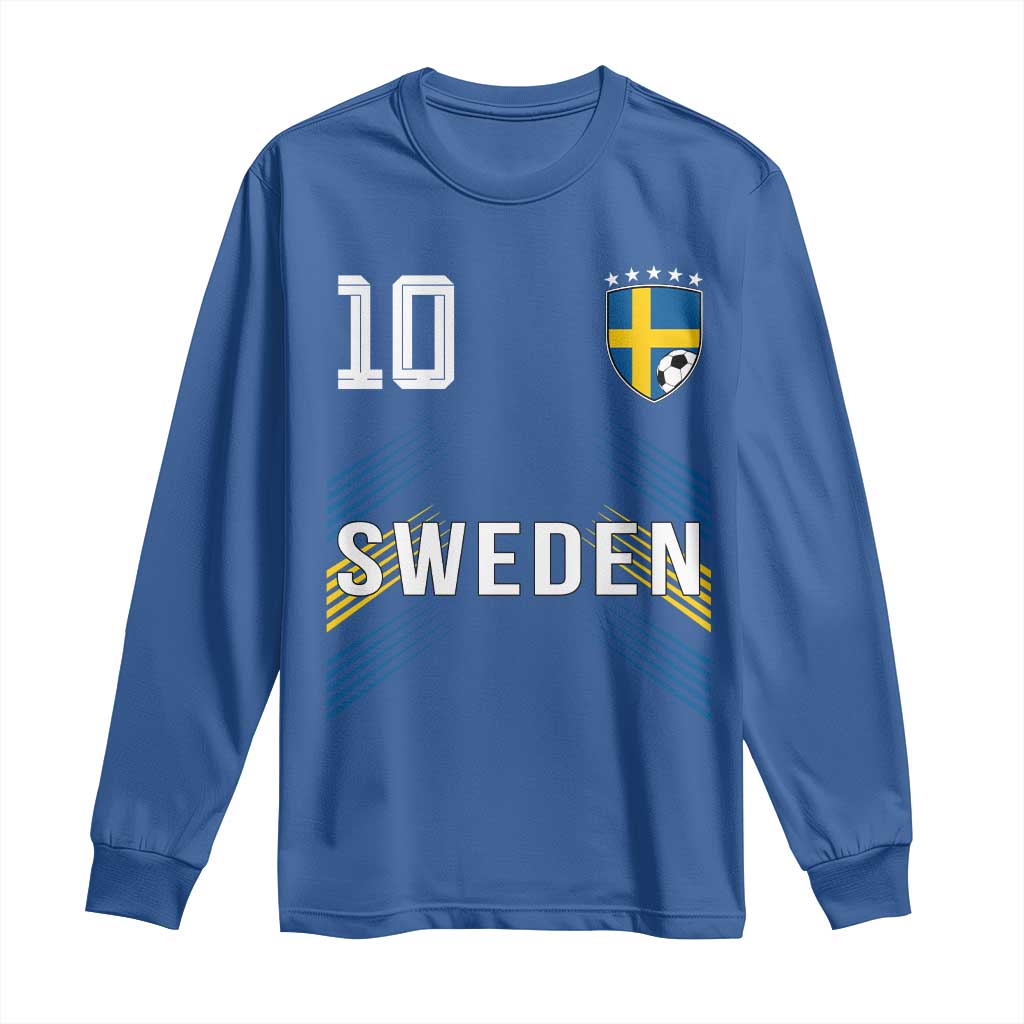 Sweden Soccer Sports Graphic Number 10 Jersey Style Long Sleeve Shirt Proud Swedish Football Fans Game Day Pride