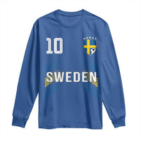 Sweden Soccer Sports Graphic Number 10 Jersey Style Long Sleeve Shirt Proud Swedish Football Fans Game Day Pride