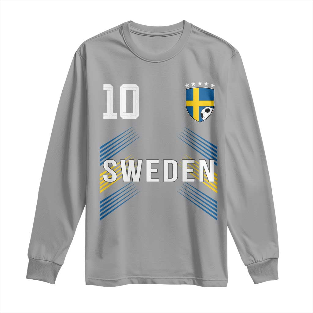 Sweden Soccer Sports Graphic Number 10 Jersey Style Long Sleeve Shirt Proud Swedish Football Fans Game Day Pride