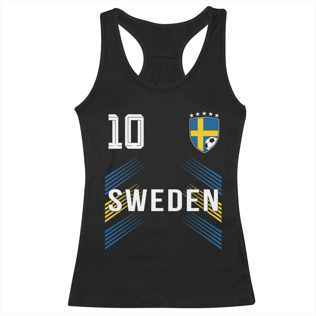 Sweden Soccer Sports Graphic Number 10 Jersey Style Racerback Tank Top Proud Swedish Football Fans Game Day Pride