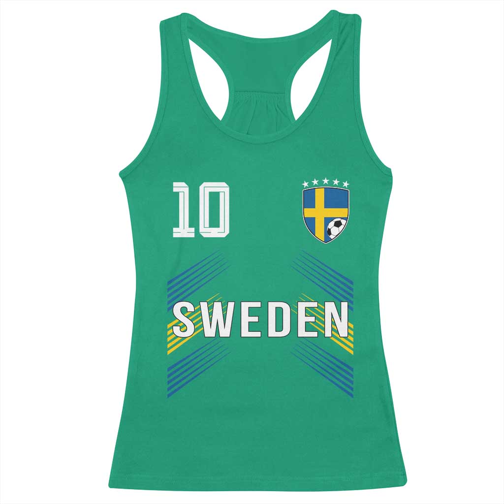 Sweden Soccer Sports Graphic Number 10 Jersey Style Racerback Tank Top Proud Swedish Football Fans Game Day Pride