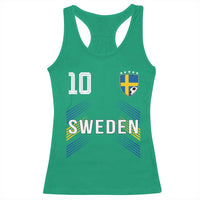 Sweden Soccer Sports Graphic Number 10 Jersey Style Racerback Tank Top Proud Swedish Football Fans Game Day Pride