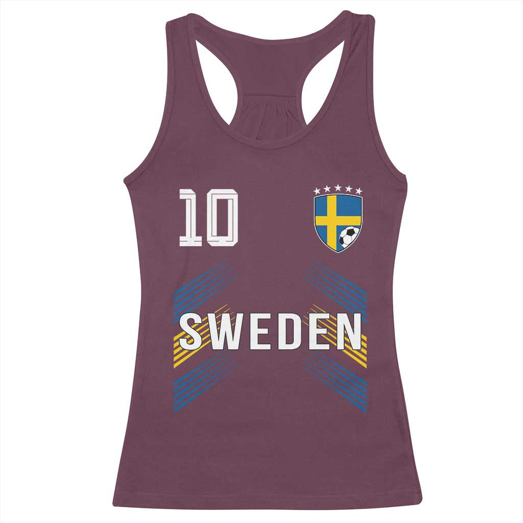 Sweden Soccer Sports Graphic Number 10 Jersey Style Racerback Tank Top Proud Swedish Football Fans Game Day Pride
