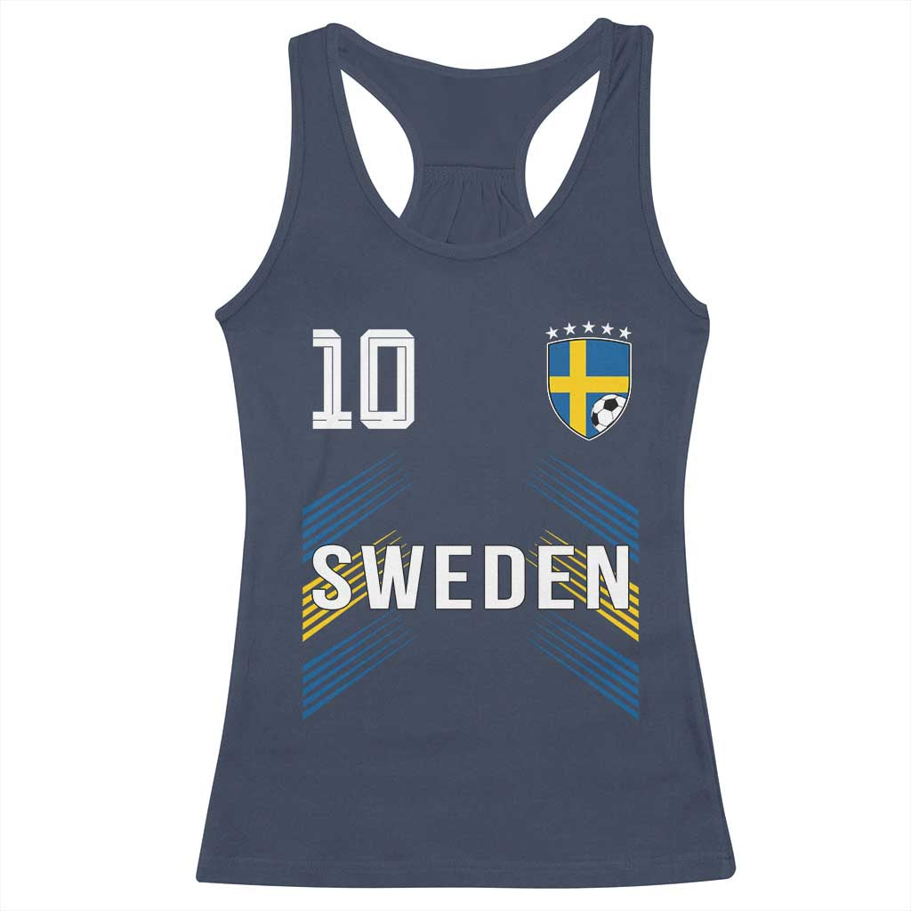 Sweden Soccer Sports Graphic Number 10 Jersey Style Racerback Tank Top Proud Swedish Football Fans Game Day Pride