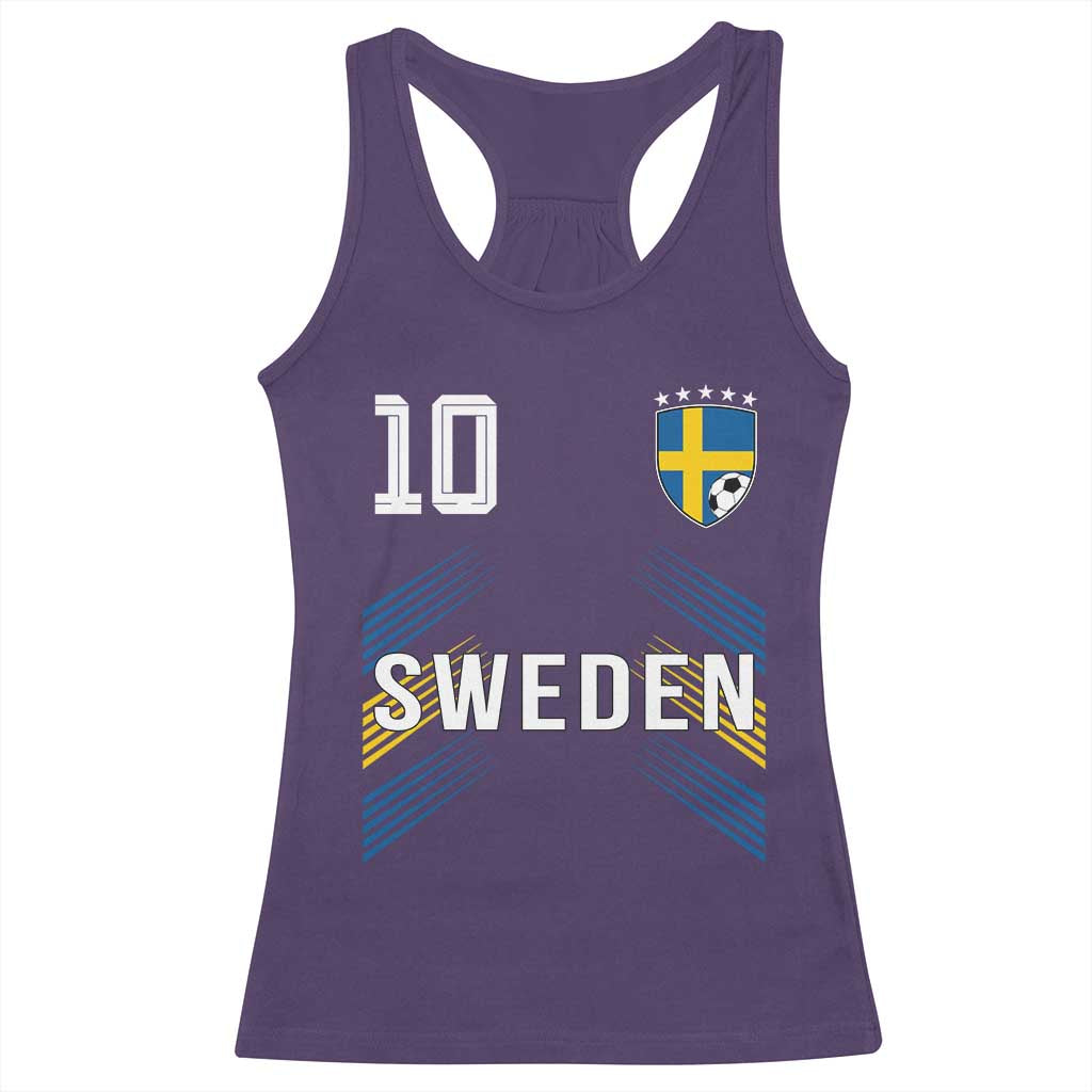 Sweden Soccer Sports Graphic Number 10 Jersey Style Racerback Tank Top Proud Swedish Football Fans Game Day Pride