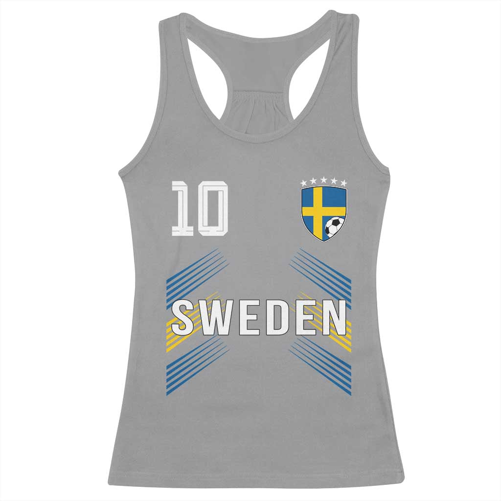 Sweden Soccer Sports Graphic Number 10 Jersey Style Racerback Tank Top Proud Swedish Football Fans Game Day Pride