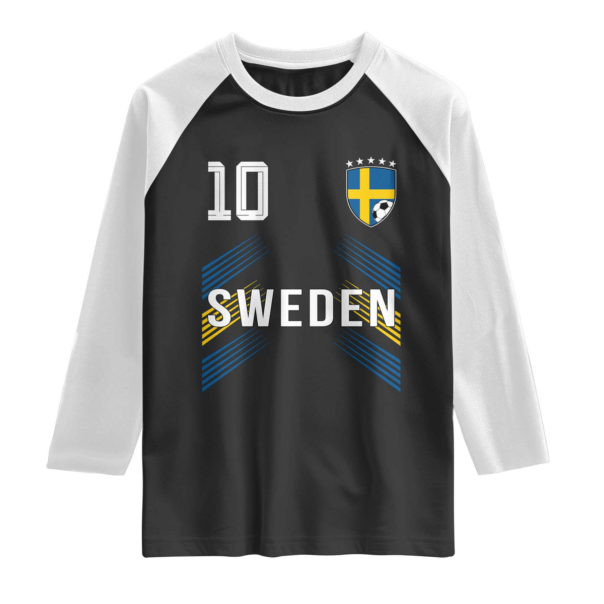 Sweden Soccer Sports Graphic Number 10 Jersey Style Raglan Shirt Proud Swedish Football Fans Game Day Pride
