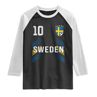 Sweden Soccer Sports Graphic Number 10 Jersey Style Raglan Shirt Proud Swedish Football Fans Game Day Pride