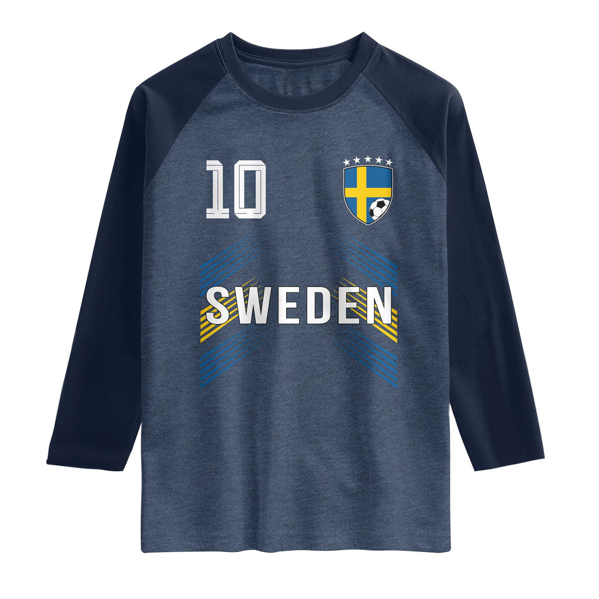 Sweden Soccer Sports Graphic Number 10 Jersey Style Raglan Shirt Proud Swedish Football Fans Game Day Pride