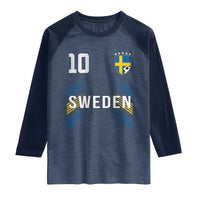 Sweden Soccer Sports Graphic Number 10 Jersey Style Raglan Shirt Proud Swedish Football Fans Game Day Pride