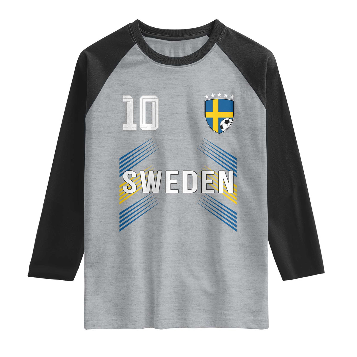 Sweden Soccer Sports Graphic Number 10 Jersey Style Raglan Shirt Proud Swedish Football Fans Game Day Pride
