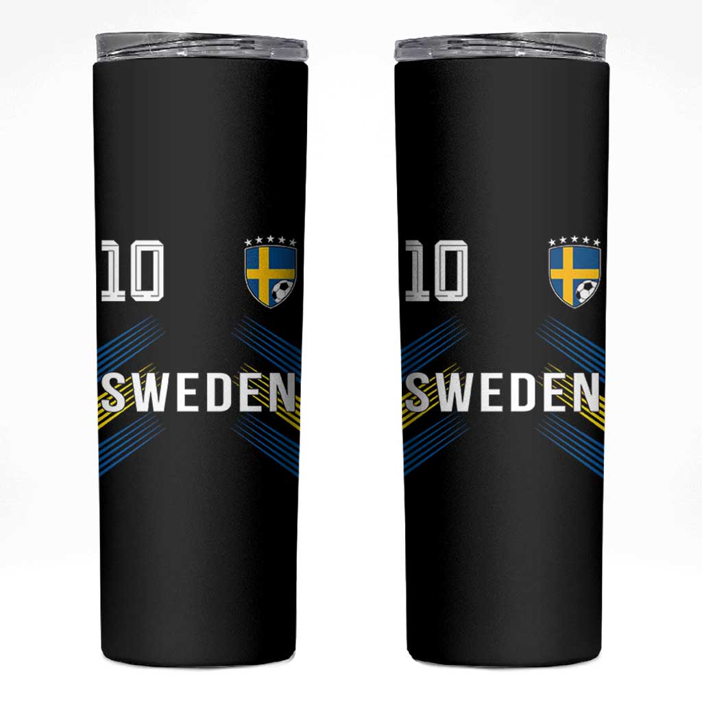 Sweden Soccer Sports Graphic Number 10 Jersey Style Skinny Tumbler Proud Swedish Football Fans Game Day Pride