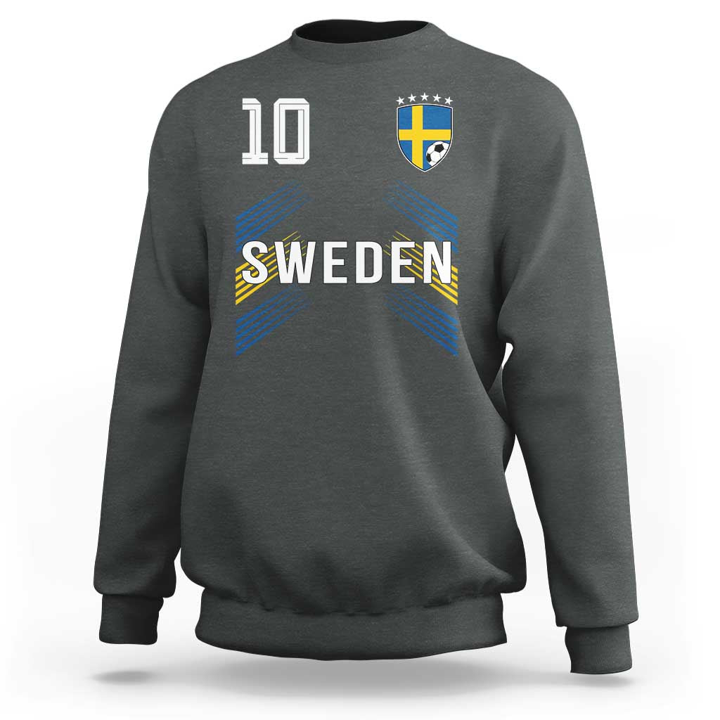 Sweden Soccer Sports Graphic Number 10 Jersey Style Sweatshirt Proud Swedish Football Fans Game Day Pride