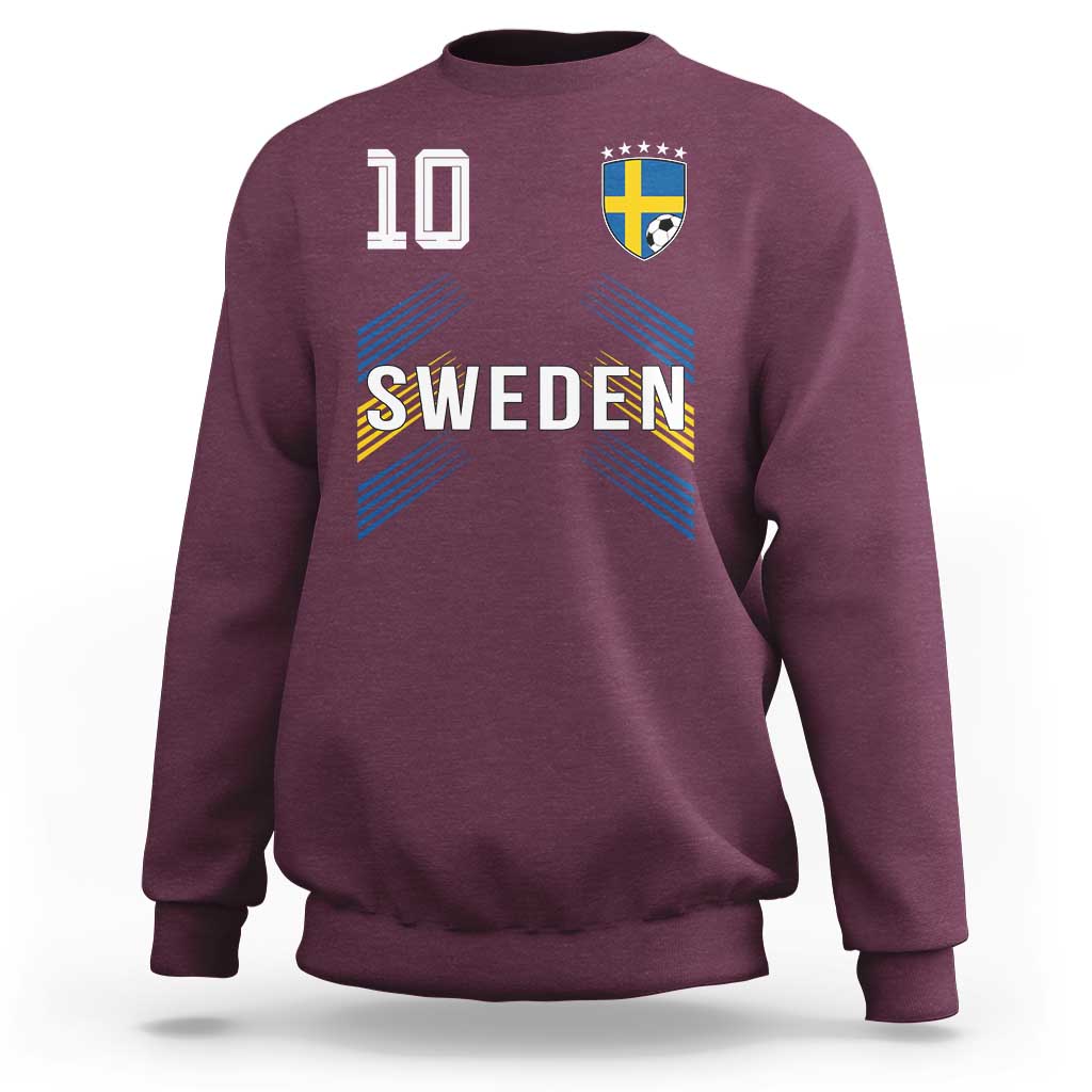 Sweden Soccer Sports Graphic Number 10 Jersey Style Sweatshirt Proud Swedish Football Fans Game Day Pride