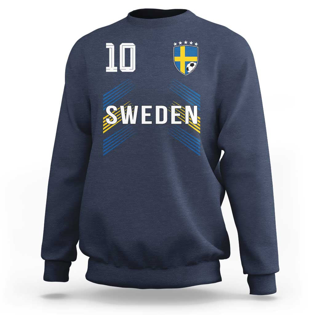 Sweden Soccer Sports Graphic Number 10 Jersey Style Sweatshirt Proud Swedish Football Fans Game Day Pride