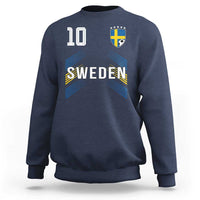 Sweden Soccer Sports Graphic Number 10 Jersey Style Sweatshirt Proud Swedish Football Fans Game Day Pride