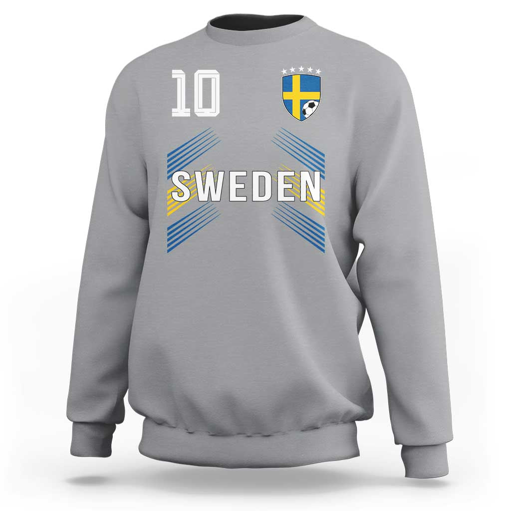Sweden Soccer Sports Graphic Number 10 Jersey Style Sweatshirt Proud Swedish Football Fans Game Day Pride