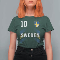 Sweden Soccer Sports Graphic Number 10 Jersey Style T Shirt For Women Proud Swedish Football Fans Game Day Pride