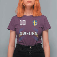 Sweden Soccer Sports Graphic Number 10 Jersey Style T Shirt For Women Proud Swedish Football Fans Game Day Pride