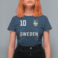 Sweden Soccer Sports Graphic Number 10 Jersey Style T Shirt For Women Proud Swedish Football Fans Game Day Pride