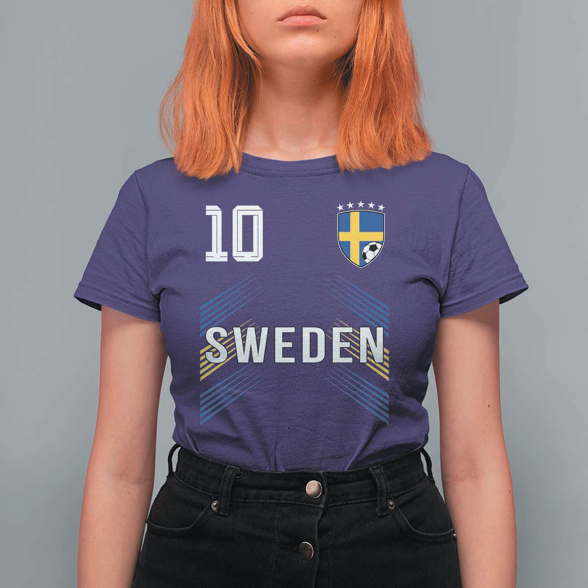 Sweden Soccer Sports Graphic Number 10 Jersey Style T Shirt For Women Proud Swedish Football Fans Game Day Pride