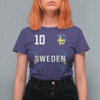 Sweden Soccer Sports Graphic Number 10 Jersey Style T Shirt For Women Proud Swedish Football Fans Game Day Pride