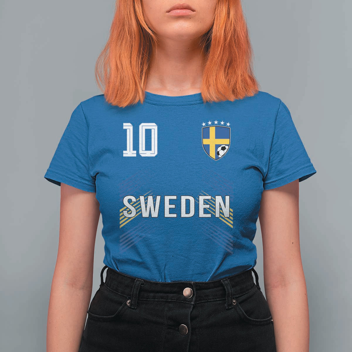 Sweden Soccer Sports Graphic Number 10 Jersey Style T Shirt For Women Proud Swedish Football Fans Game Day Pride