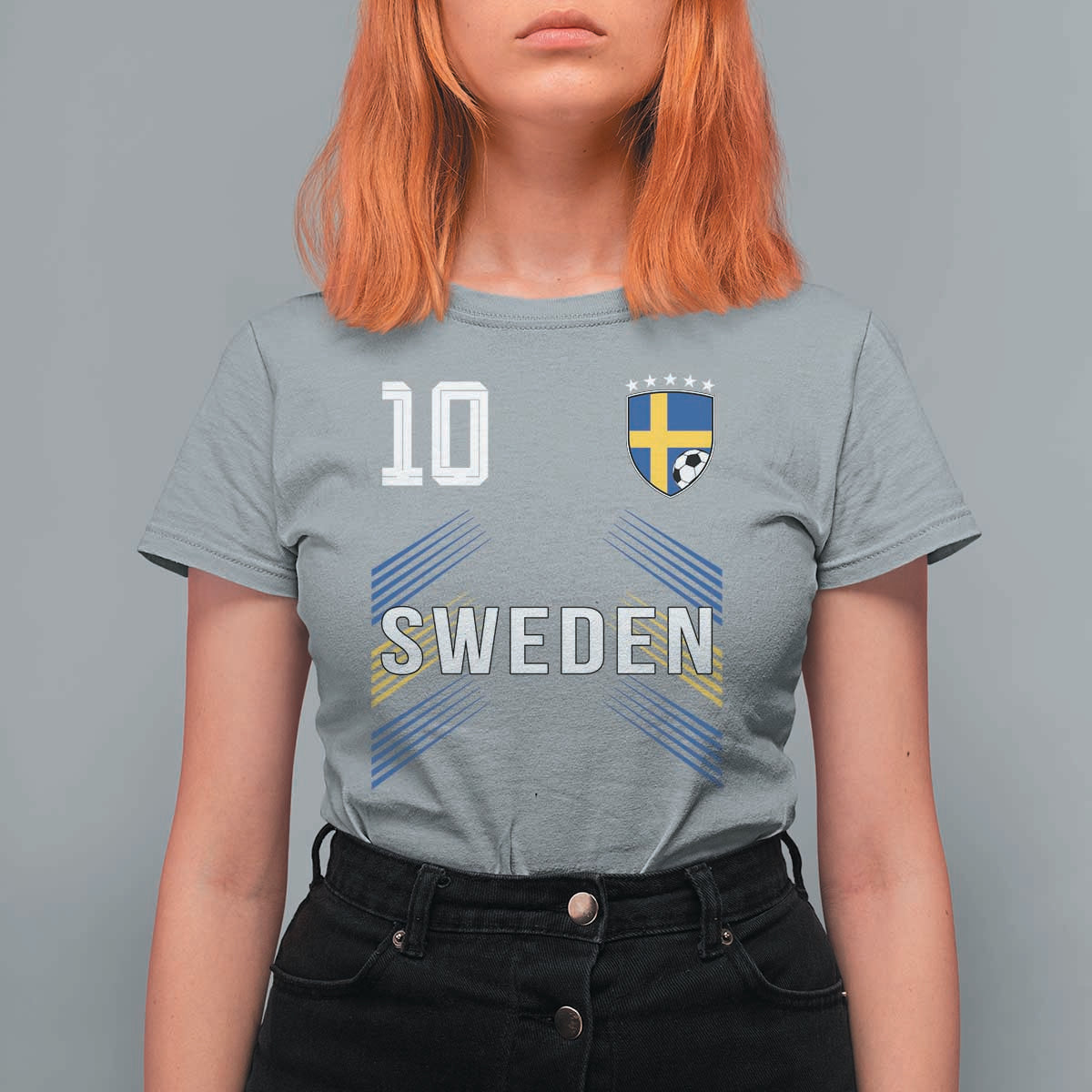 Sweden Soccer Sports Graphic Number 10 Jersey Style T Shirt For Women Proud Swedish Football Fans Game Day Pride