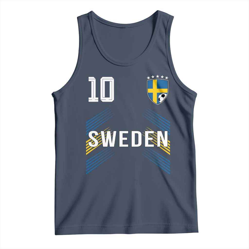 Sweden Soccer Sports Graphic Number 10 Jersey Style Tank Top Proud Swedish Football Fans Game Day Pride