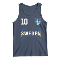 Sweden Soccer Sports Graphic Number 10 Jersey Style Tank Top Proud Swedish Football Fans Game Day Pride