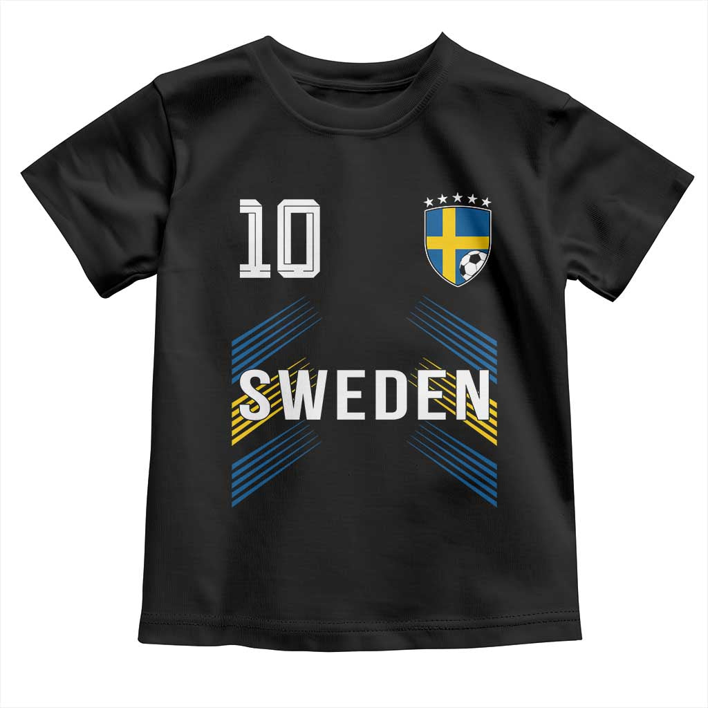 Sweden Soccer Sports Graphic Number 10 Jersey Style Toddler T Shirt Proud Swedish Football Fans Game Day Pride