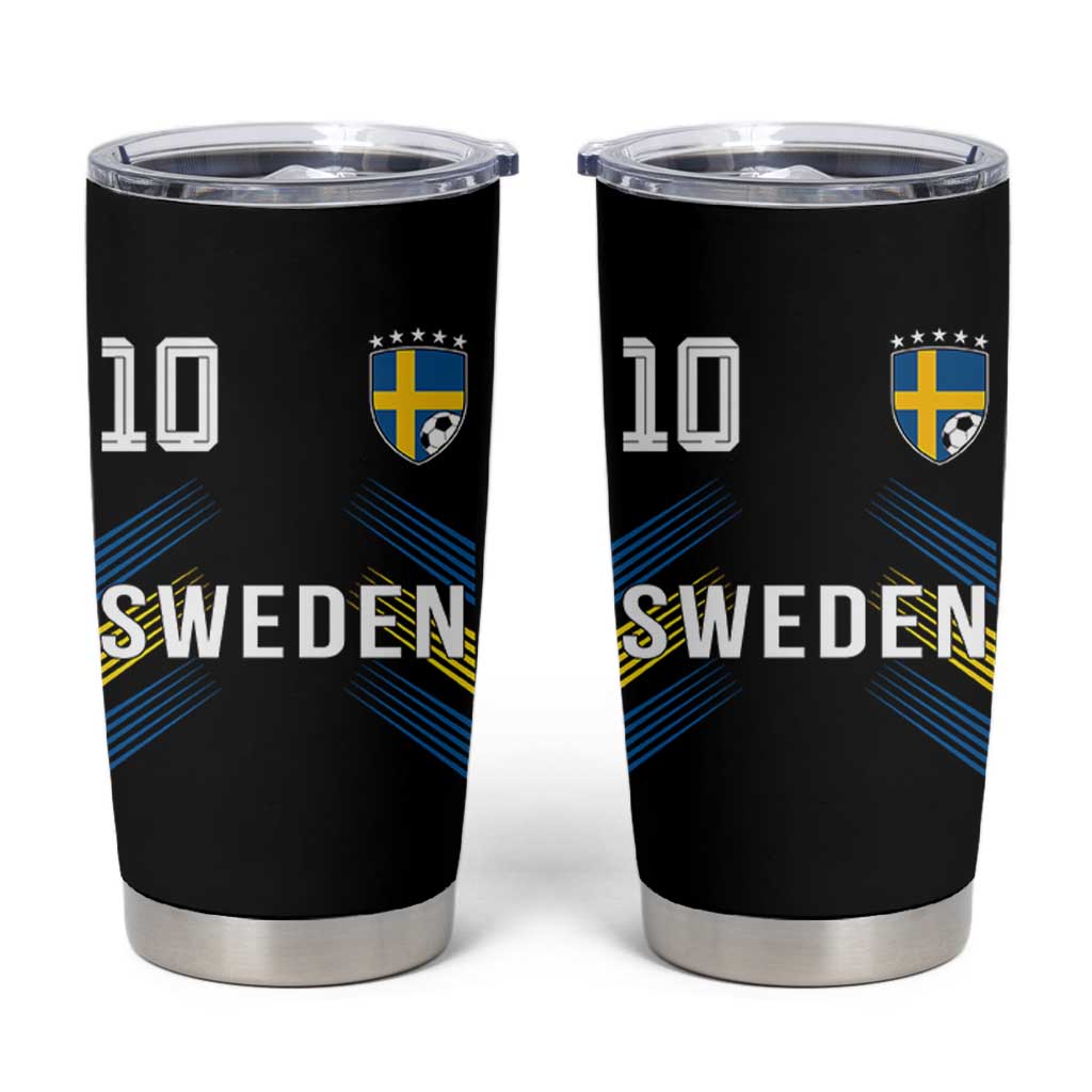 Sweden Soccer Sports Graphic Number 10 Jersey Style Tumbler Cup Proud Swedish Football Fans Game Day Pride