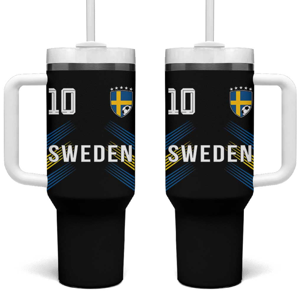 Sweden Soccer Sports Graphic Number 10 Jersey Style Tumbler With Handle Proud Swedish Football Fans Game Day Pride