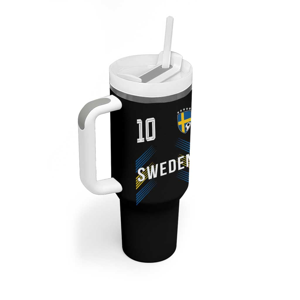 Sweden Soccer Sports Graphic Number 10 Jersey Style Tumbler With Handle Proud Swedish Football Fans Game Day Pride